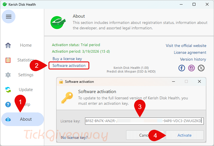 register kerish disk health code