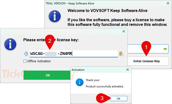 register vovsoft keep software alive code