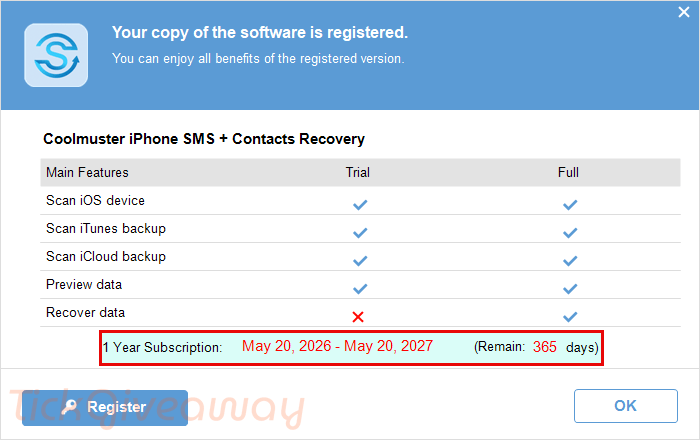 subscription coolmuster iphone sms contacts recovery key