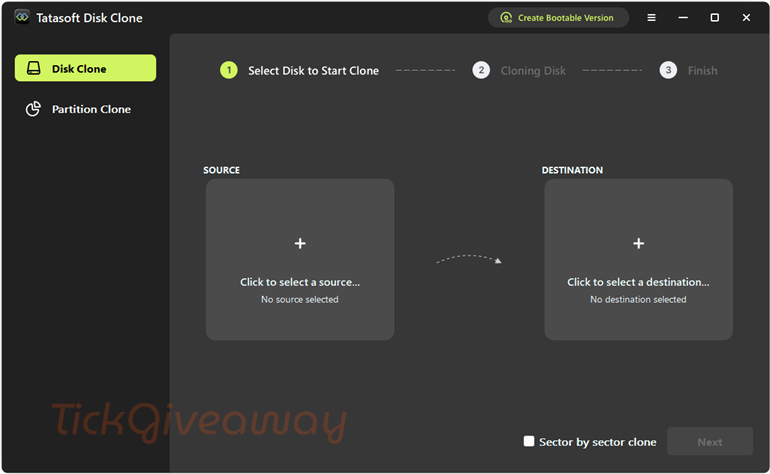 tatasoft disk clone main screenshot tatasoft disk clone main screenshot