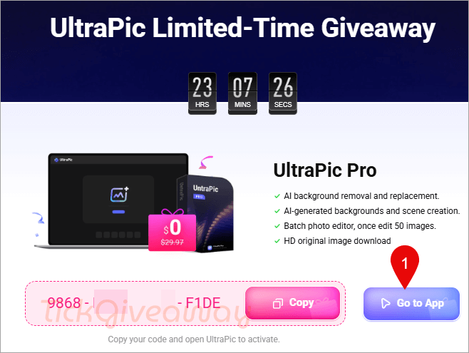 ultrapic giveaway page