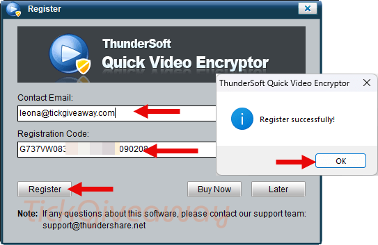 activate thundersoft quick video encryptor key