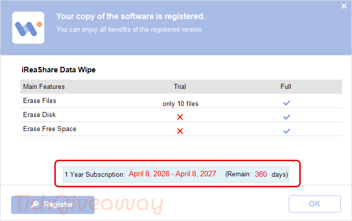 get ireashare data wipe free