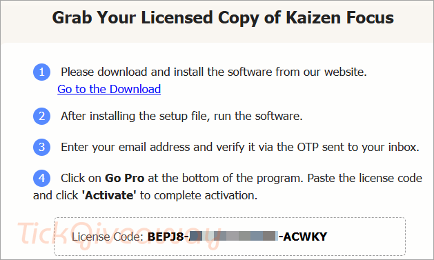 get kaizen focus pro code