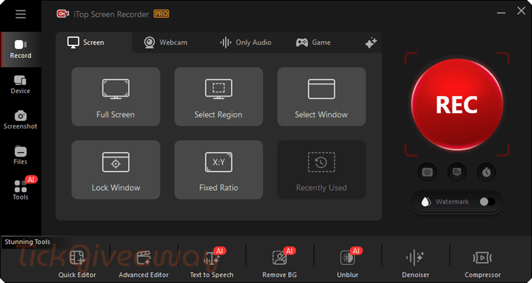 iTop Screen Recorder PRO Main Screenshot