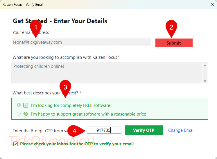kaizen focus pro verify otp