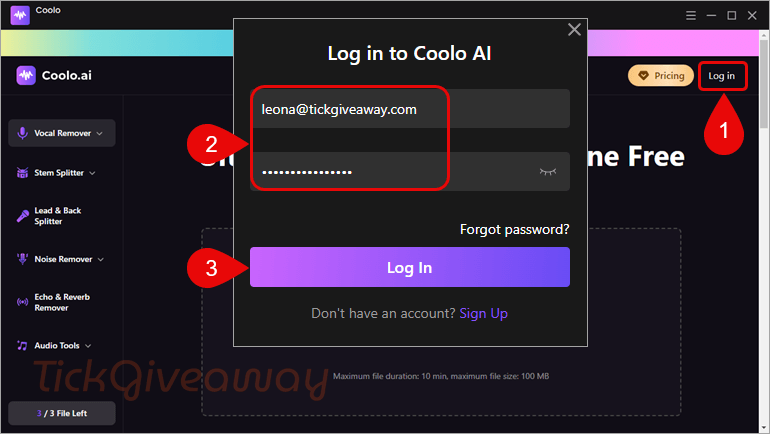 login coolo vocal remover free