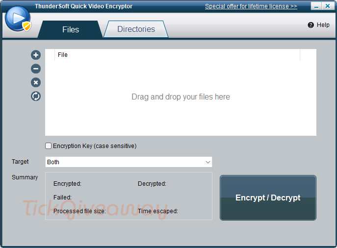 thundersoft quick video encryptor main screenshot