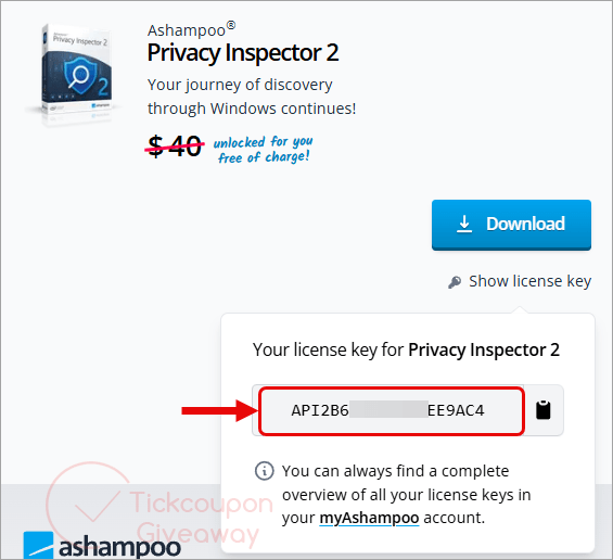 get ashampoo privacy inspector key free