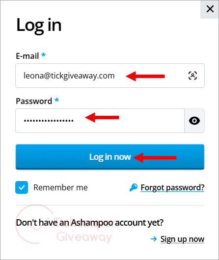 log in ashampoo account