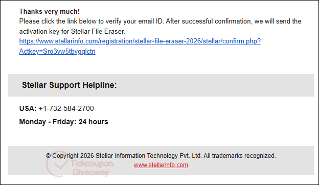 stellar file eraser email verification