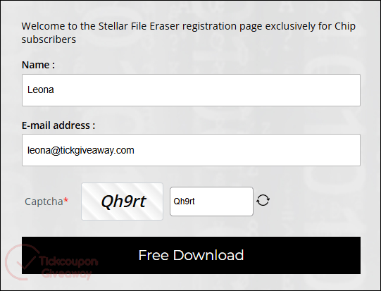 stellar file eraser registration page