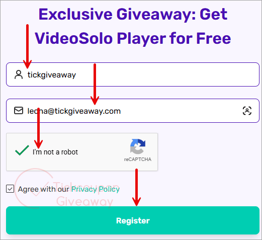 videosolo player giveaway page