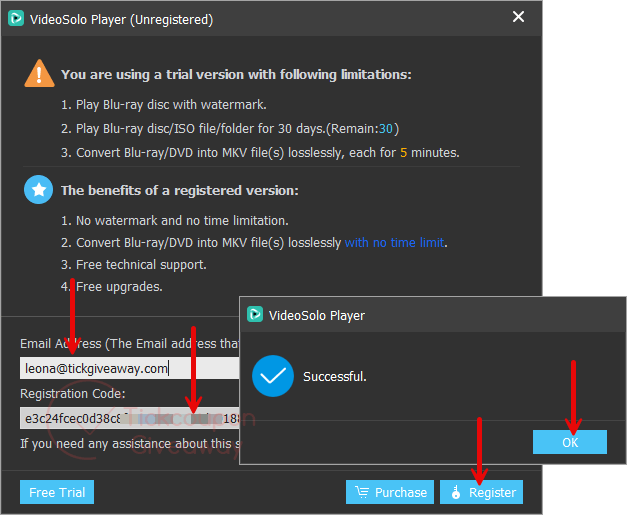 videosolo player registration