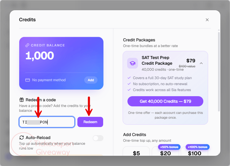 redeem a asksia code