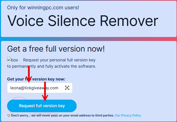 softorbits voice silence remover giveaway page