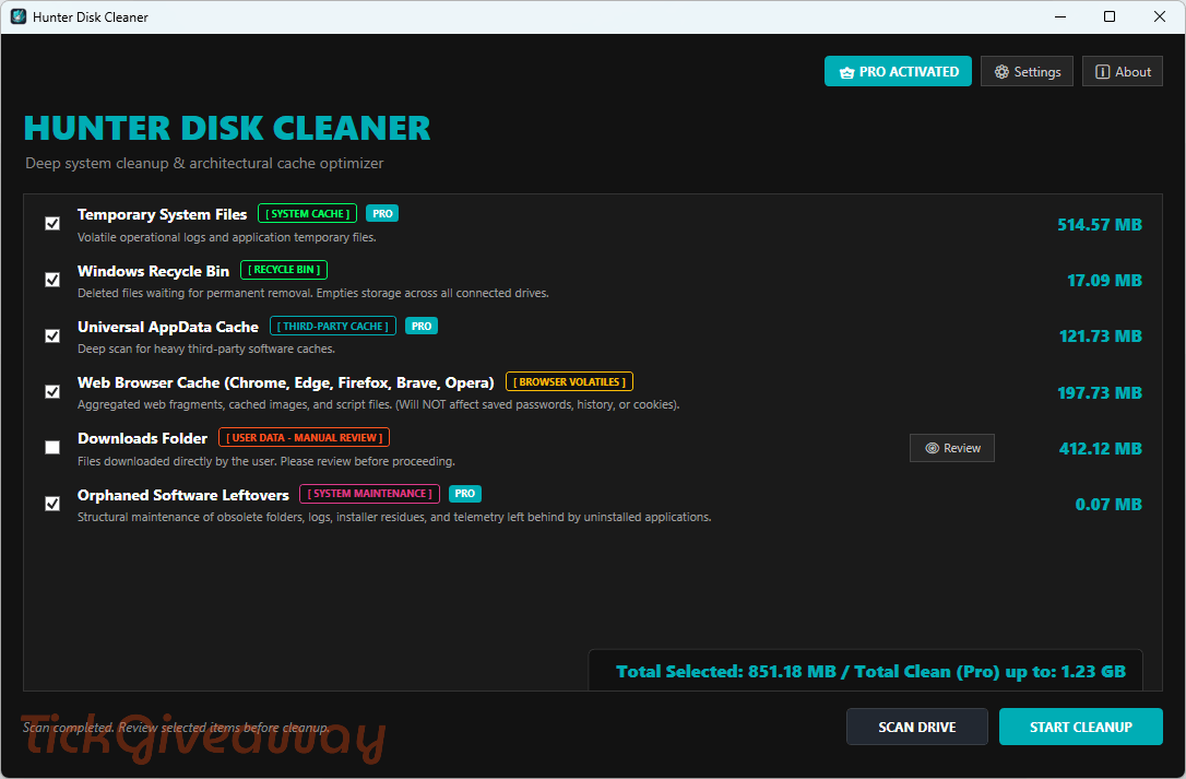 Hunter Disk Cleaner Pro Giveaway