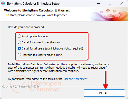 Install Biorhythms Calculator Enthusiast Free