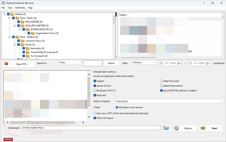 SoftOrbits Outlook Duplicate Remover Free Main Screenshot