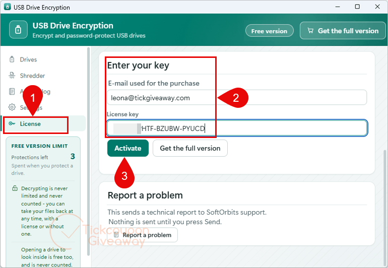 activate usb warden license key